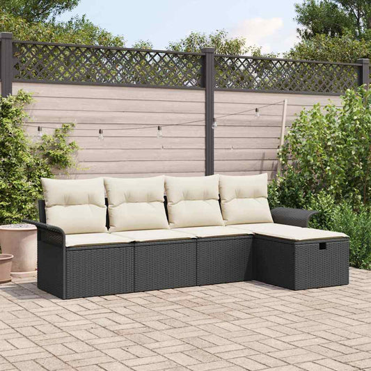 vidaXL Σετ Καναπέ Κήπου 5 τμχ. Μαύρο και Κρέμα 55 x 55 x 37 εκ
