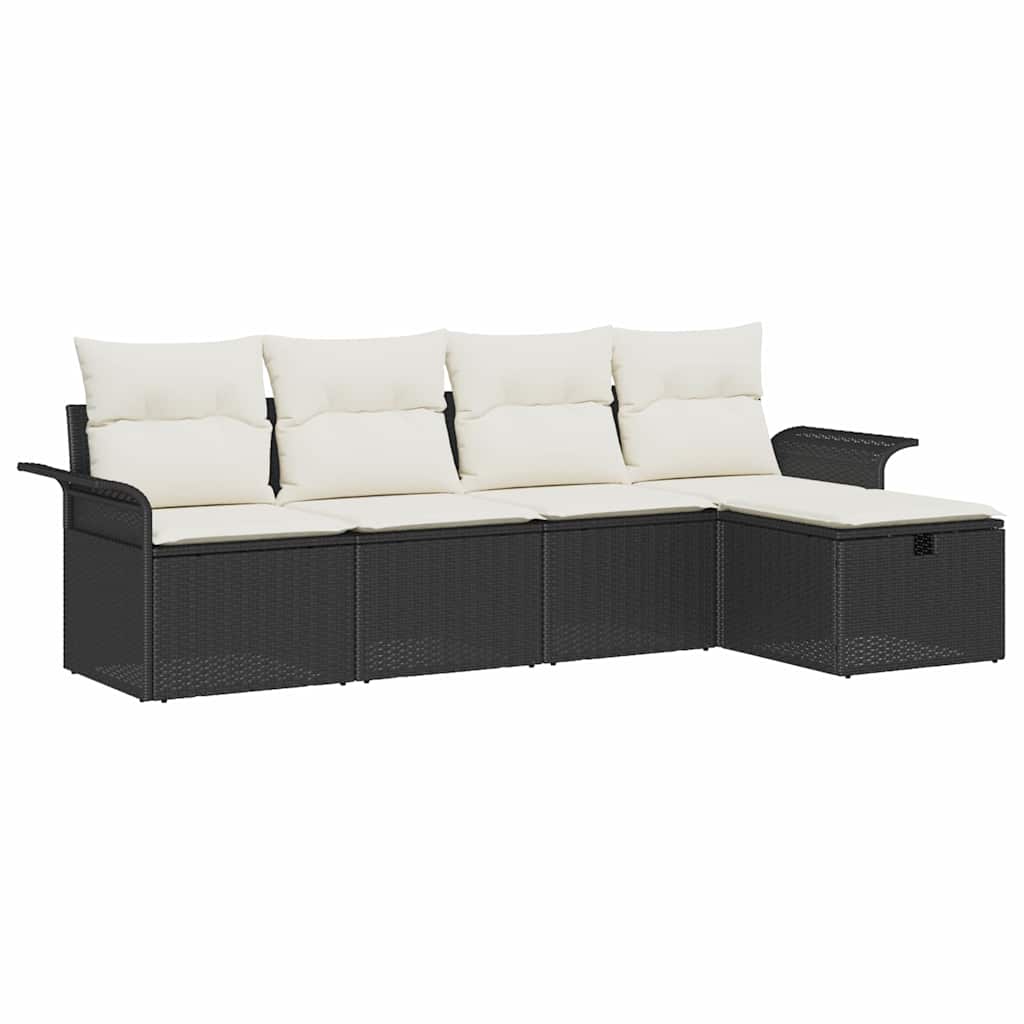 vidaXL Σετ Καναπέ Κήπου 5 τμχ. Μαύρο και Κρέμα 55 x 55 x 37 εκ