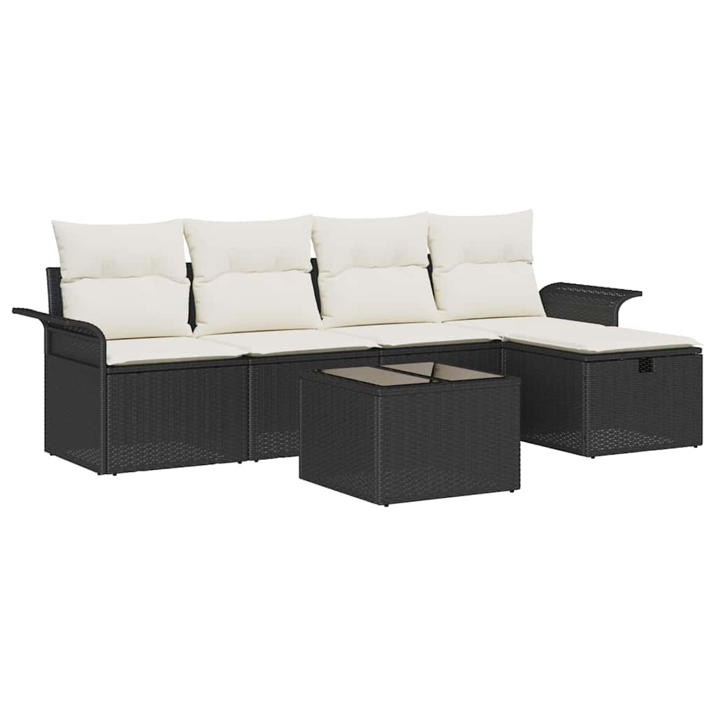 vidaXL Σετ Καναπέ Κήπου 6 τμχ. Μαύρο και Κρέμα 55 x 55 x 37 εκ