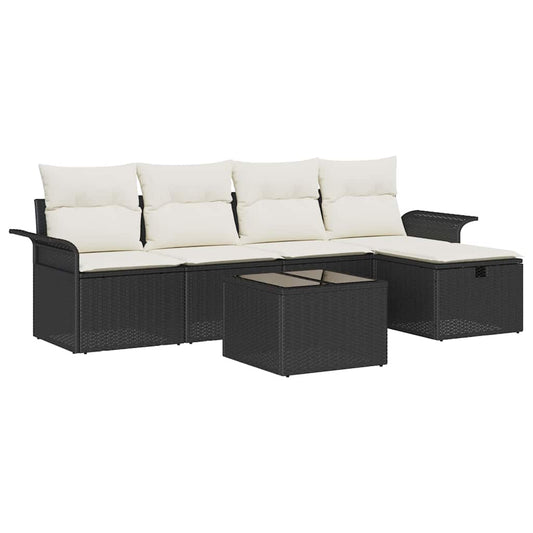 vidaXL Σετ Καναπέ Κήπου 6 τμχ. Μαύρο και Κρέμα 55 x 55 x 37 εκ