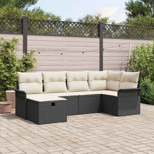 vidaXL Σετ Καναπέ Κήπου 6 τμχ. Μαύρο και Κρέμα 55 x 55 x 37 εκ