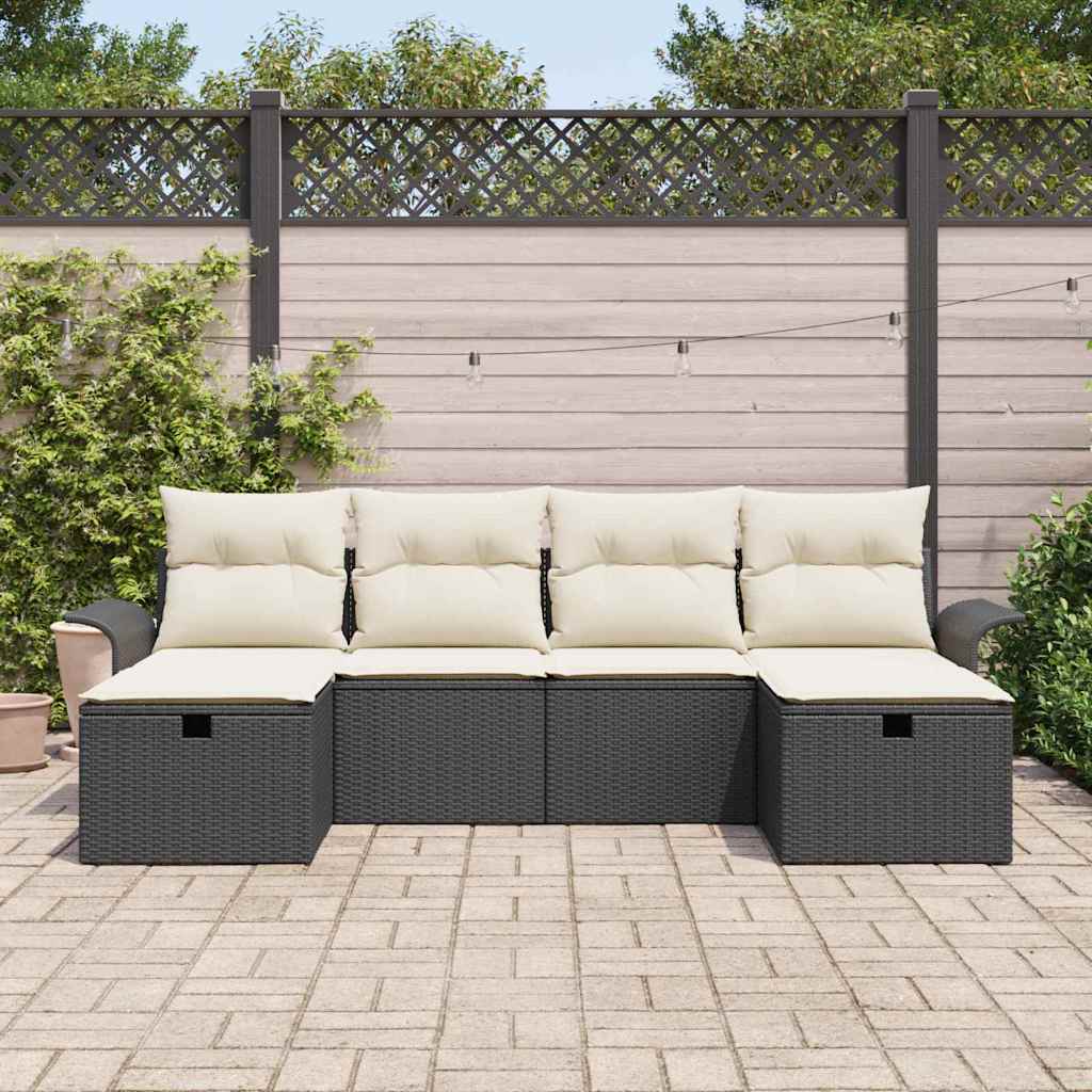 vidaXL Σετ Καναπέ Κήπου 6 τμχ. Μαύρο και Κρέμα 55 x 55 x 37 εκ