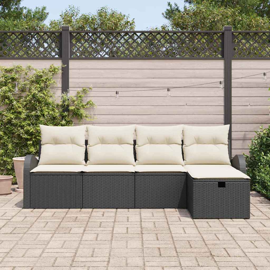 vidaXL Σετ Καναπέ 5 τμχ. Μαύρο και Κρέμα 234 x 117 x 85 εκ