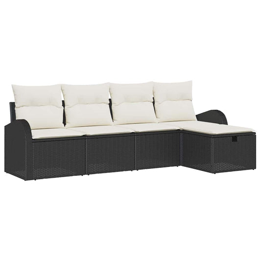 vidaXL Σετ Καναπέ 5 τμχ. Μαύρο και Κρέμα 234 x 117 x 85 εκ
