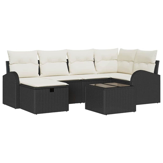 vidaXL Σετ Καναπέ 7 τμχ. Μαύρο και Κρέμα 55 x 55 x 37 εκ