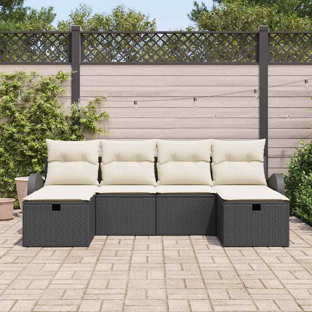 vidaXL Σετ Καναπέ 6 τμχ. Μαύρο και Κρέμα 234 x 117 x 85 εκ