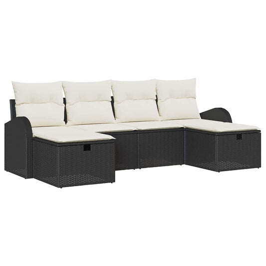 vidaXL Σετ Καναπέ 6 τμχ. Μαύρο και Κρέμα 234 x 117 x 85 εκ