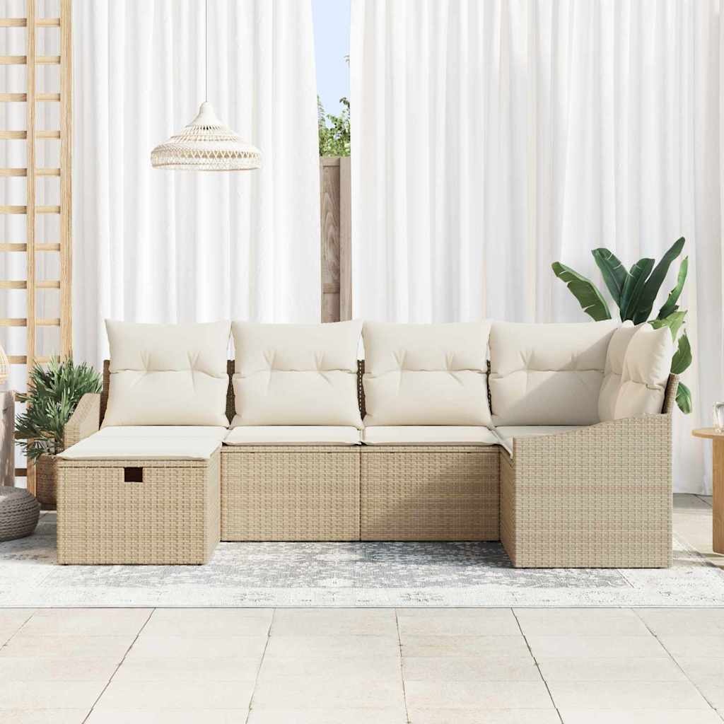 vidaXL Σετ Καναπέ Κήπου 6 pcs Μπεζ 55 x 62 x 69 εκ Πολυ ράταν