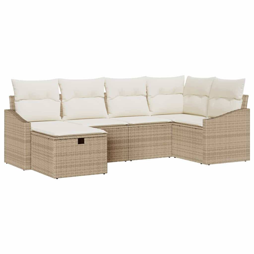 vidaXL Σετ Καναπέ Κήπου 6 pcs Μπεζ 55 x 62 x 69 εκ Πολυ ράταν