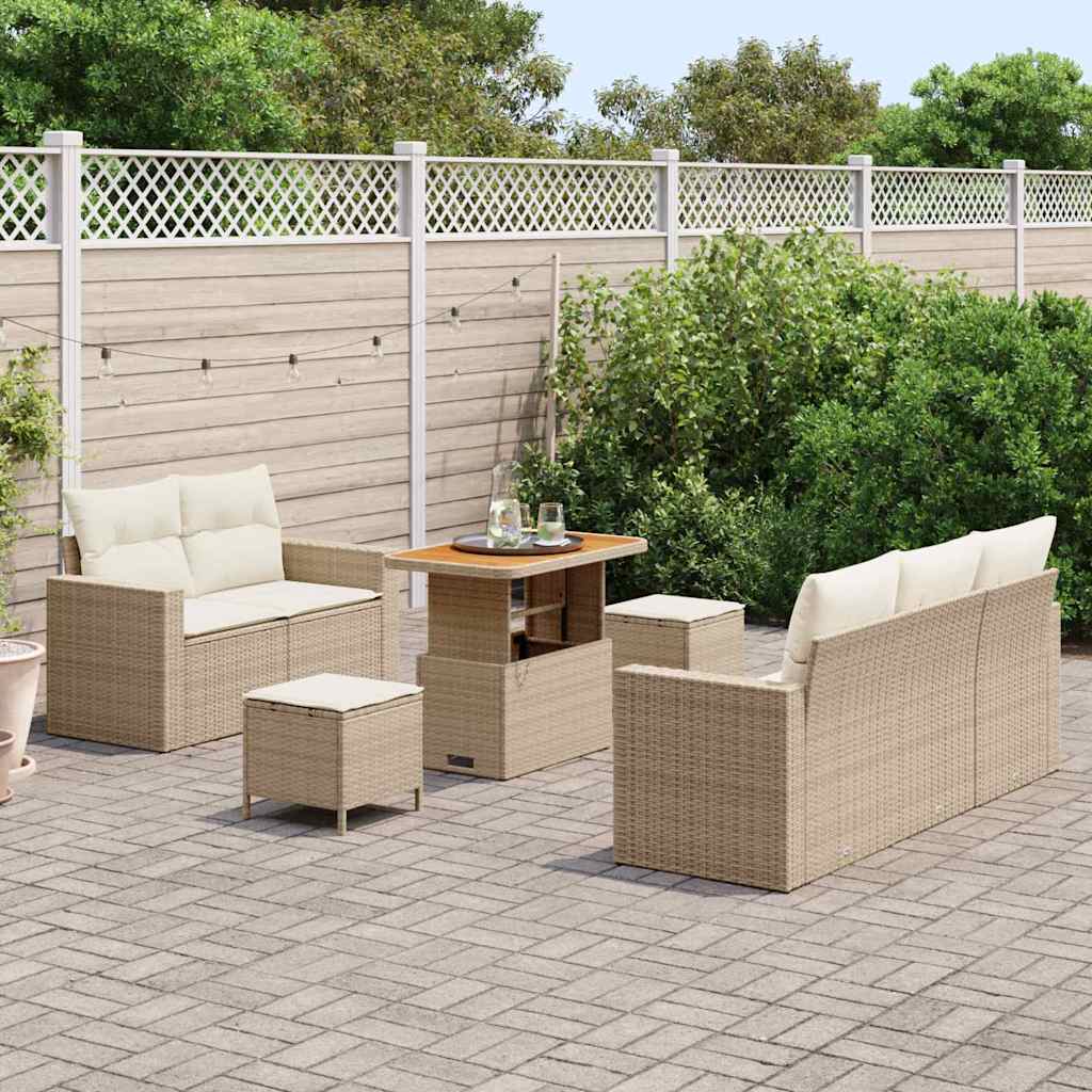 vidaXL Σετ Καναπέ Κήπου 8 pcs Μπεζ συνθετικό ρατάν