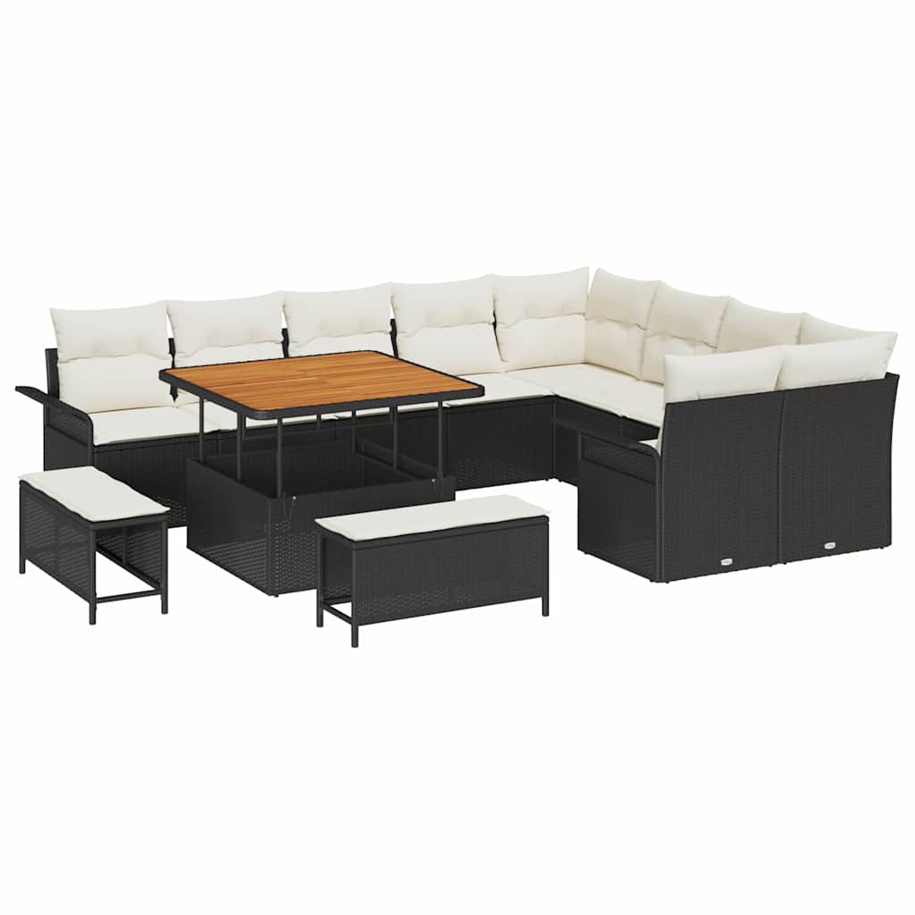 vidaXL Σετ Καναπέ Κήπου 12 pcs Μαύρο συνθετικό ρατάν