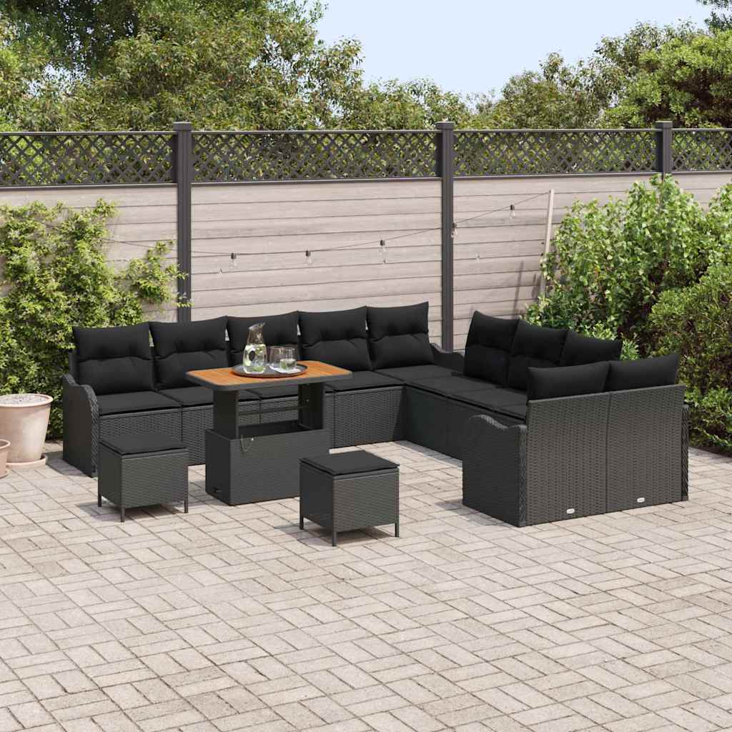 vidaXL Σετ Καναπέ Κήπου 13 pcs Μαύρο συνθετικό ρατάν