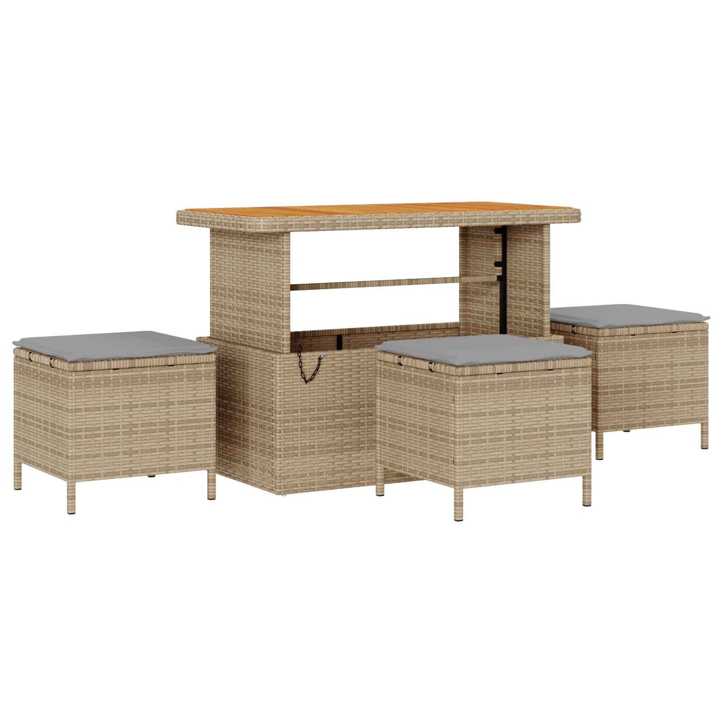 vidaXL 13 κομμάτια σετ σαλονιού κήπου με μαξιλάρια Μπεζ Πολυ Ρατάν Ακακία