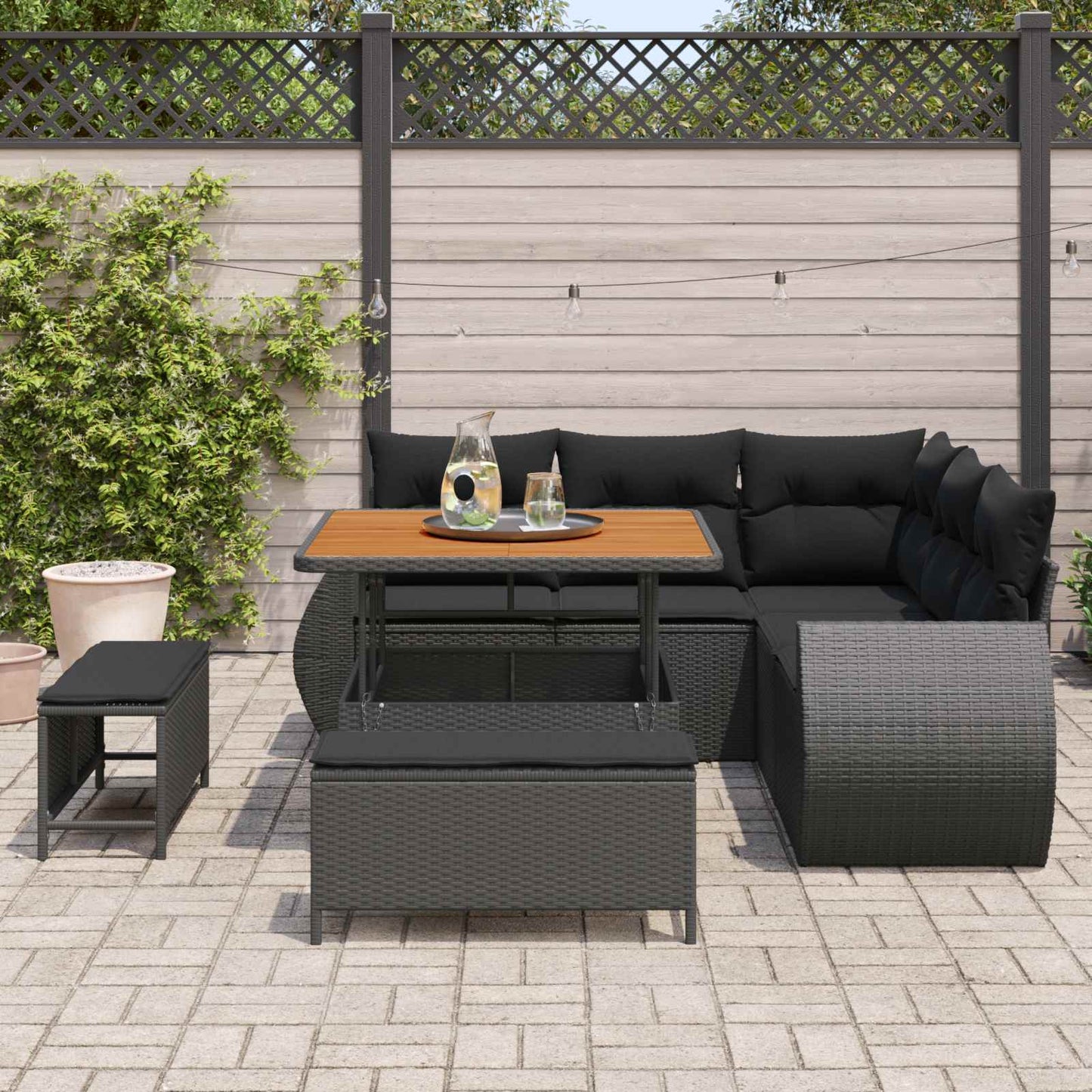 vidaXL Σετ Καναπέ Κήπου με μαξιλάρι 8 pcs Μαύρο συνθετικό ρατάν