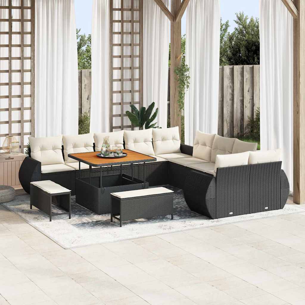 vidaXL Σετ Καναπέ Κήπου 13 pcs Μαύρο και κρεμ 100 x 100 x 71 cm