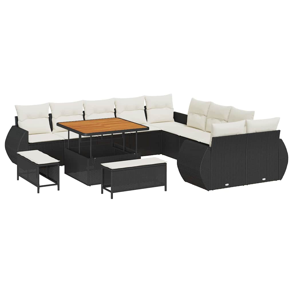 vidaXL Σετ Καναπέ Κήπου 13 pcs Μαύρο και κρεμ 100 x 100 x 71 cm