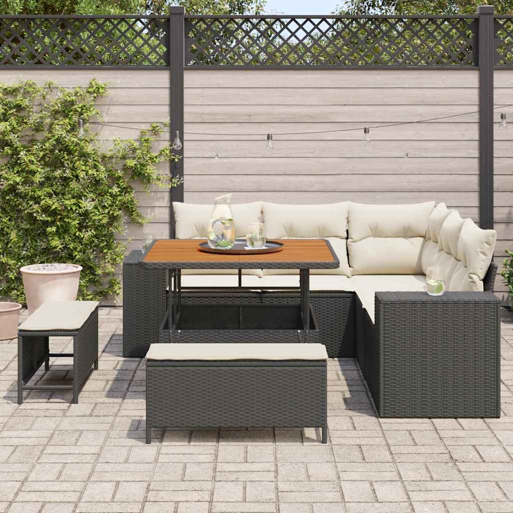 vidaXL Σετ Καναπέ Κήπου 8 pcs Μαύρο και Κρέμα 100 x 100 x 71 cm