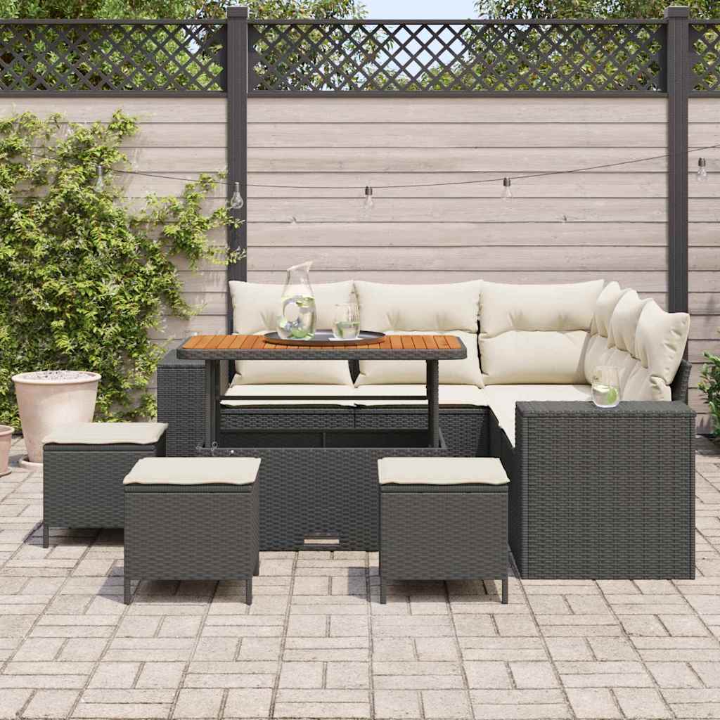 vidaXL Σετ Καναπέ Κήπου 9 pcs Μαύρο και Κρέμα 110 x 55 x 71 εκ