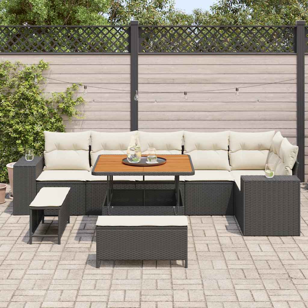 vidaXL Σετ Καναπέ Κήπου 9 pcs Μαύρο και Κρέμα 100 x 100 x 71 cm