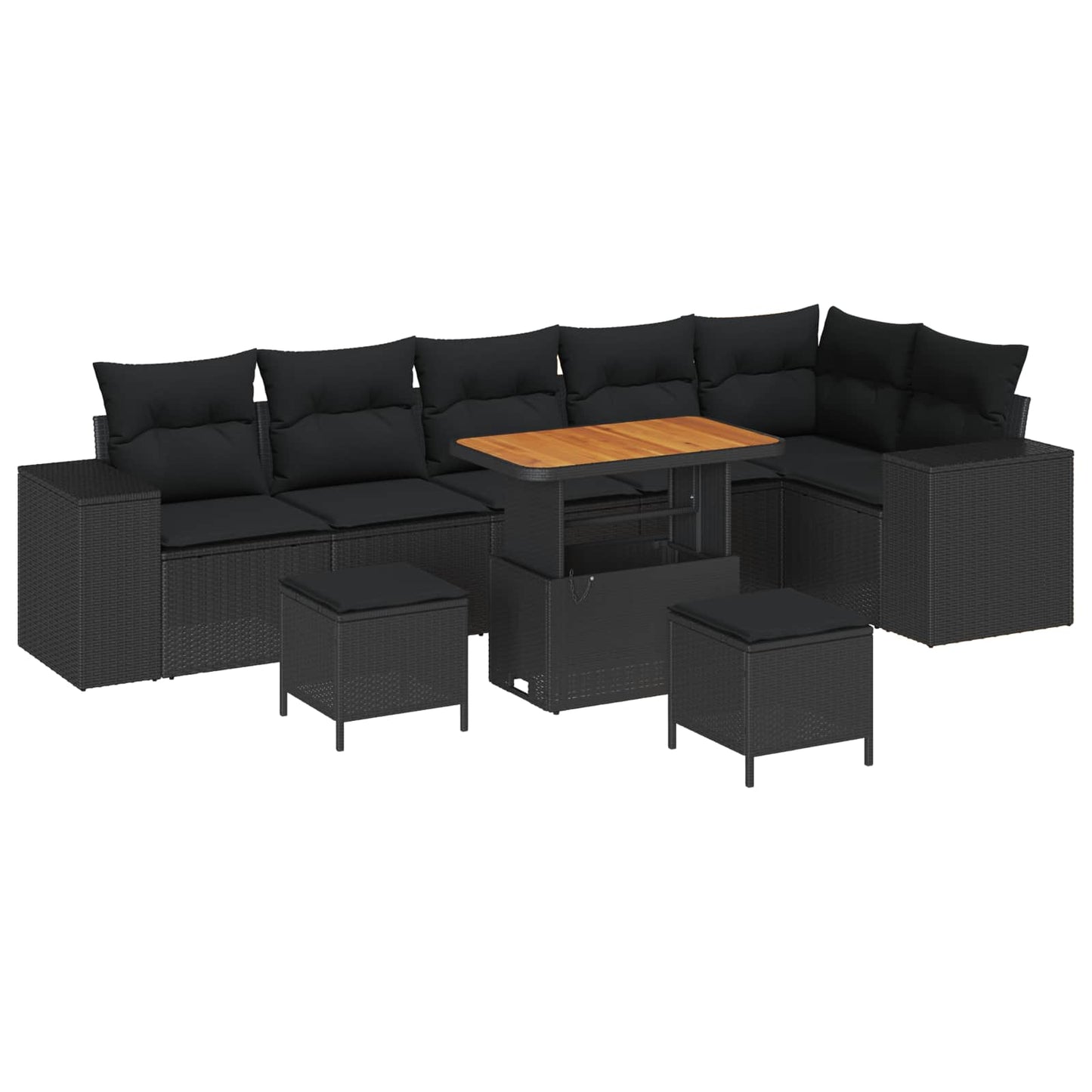 vidaXL Σετ Καναπέ Κήπου με μαξιλάρι 9 pcs Μαύρο συνθετικό ρατάν
