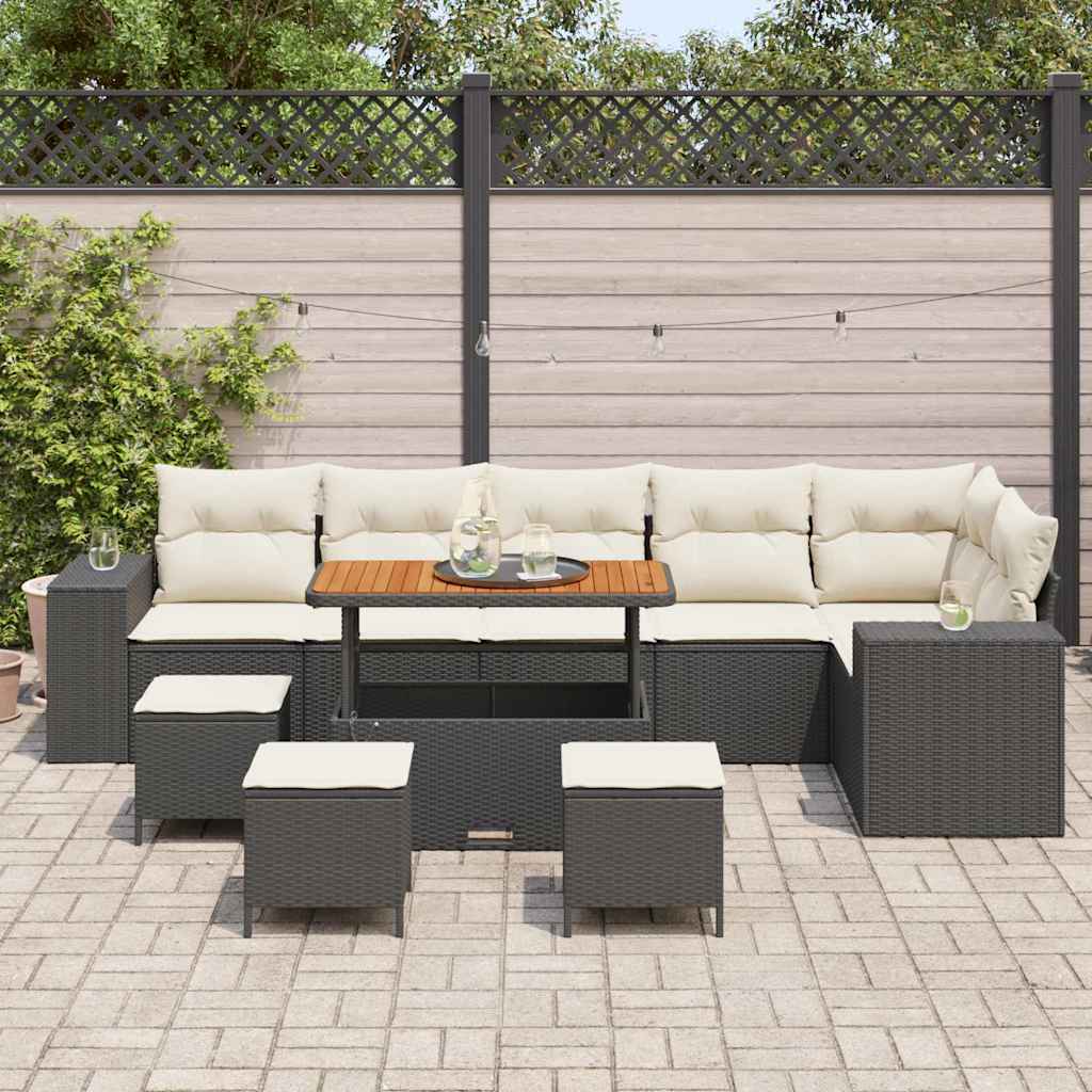 vidaXL Σετ Καναπέ Κήπου 10 pcs Μαύρο και Κρέμα 110 x 55 x 71 εκ