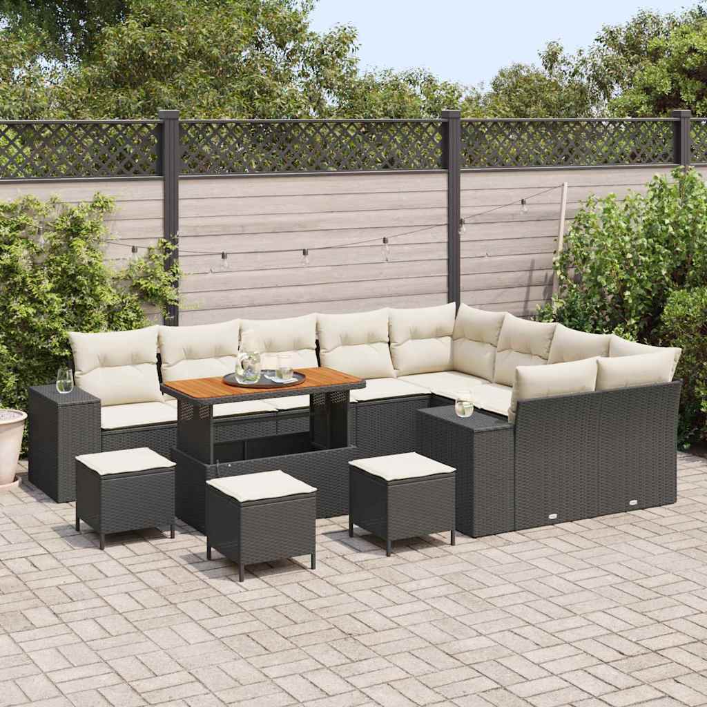 vidaXL Σετ Καναπέ Κήπου 13 pcs Μαύρο και Κρέμα 110 x 55 x 71 εκ