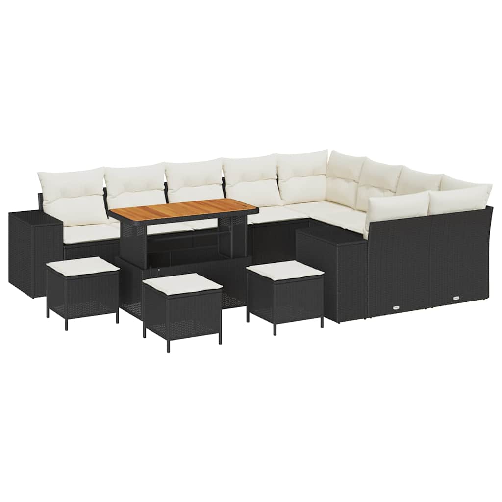 vidaXL Σετ Καναπέ Κήπου 13 pcs Μαύρο και Κρέμα 110 x 55 x 71 εκ