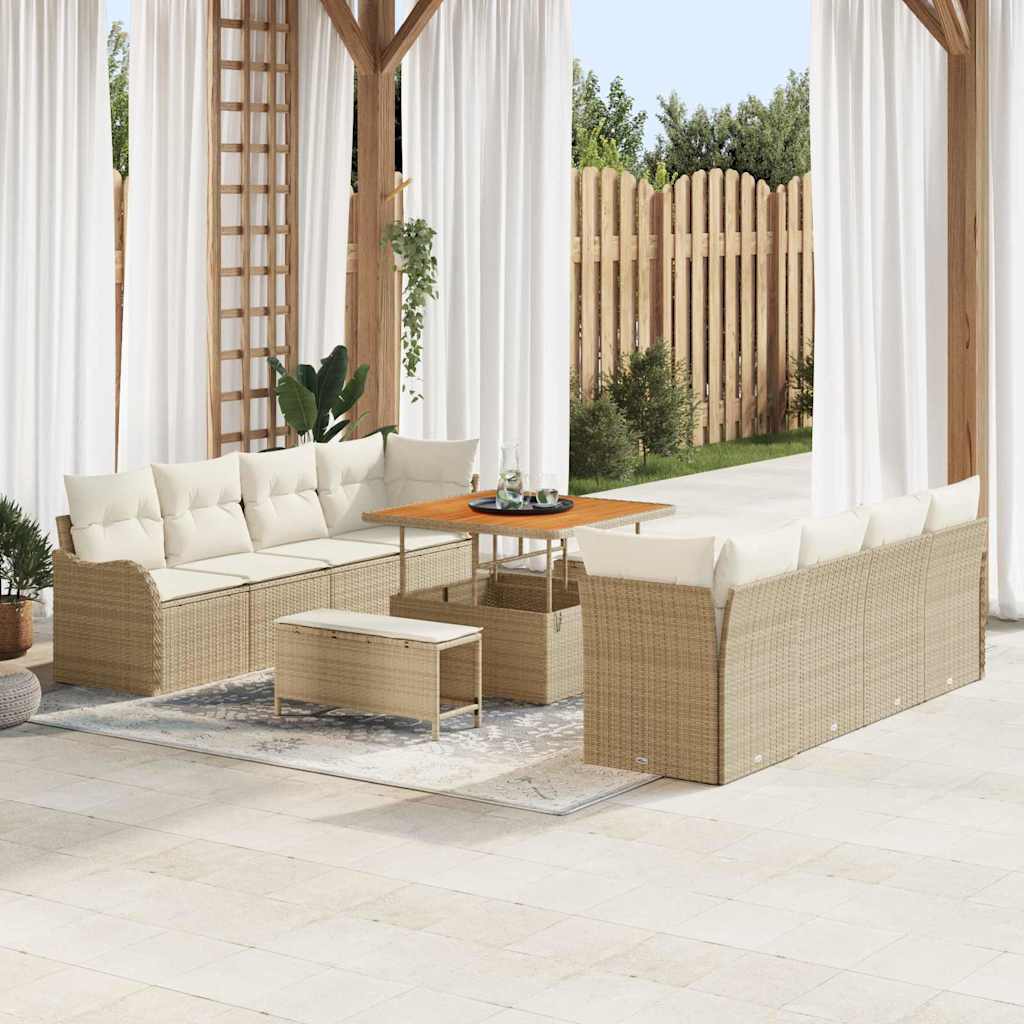 vidaXL Σετ Καναπέ Κήπου 11 pcs Μπεζ και Κρέμα 100 x 100 x 71 cm