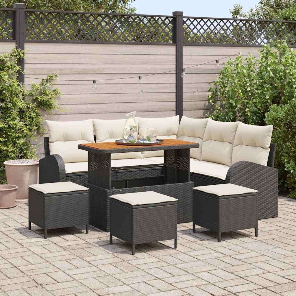 vidaXL Σετ Καναπέ Κήπου 9 pcs Μαύρο και Κρέμα 110 x 55 x 71 εκ