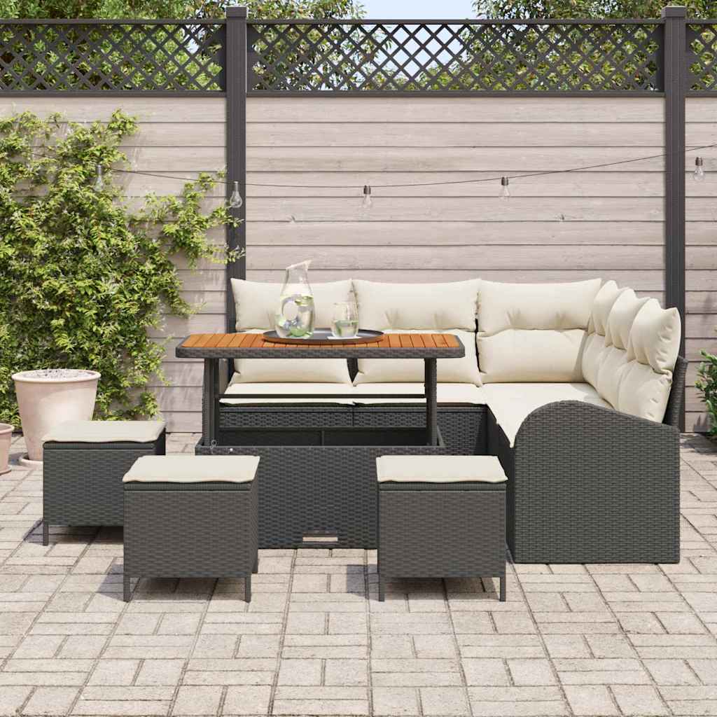 vidaXL Σετ Καναπέ Κήπου 9 pcs Μαύρο και Κρέμα 110 x 55 x 71 εκ