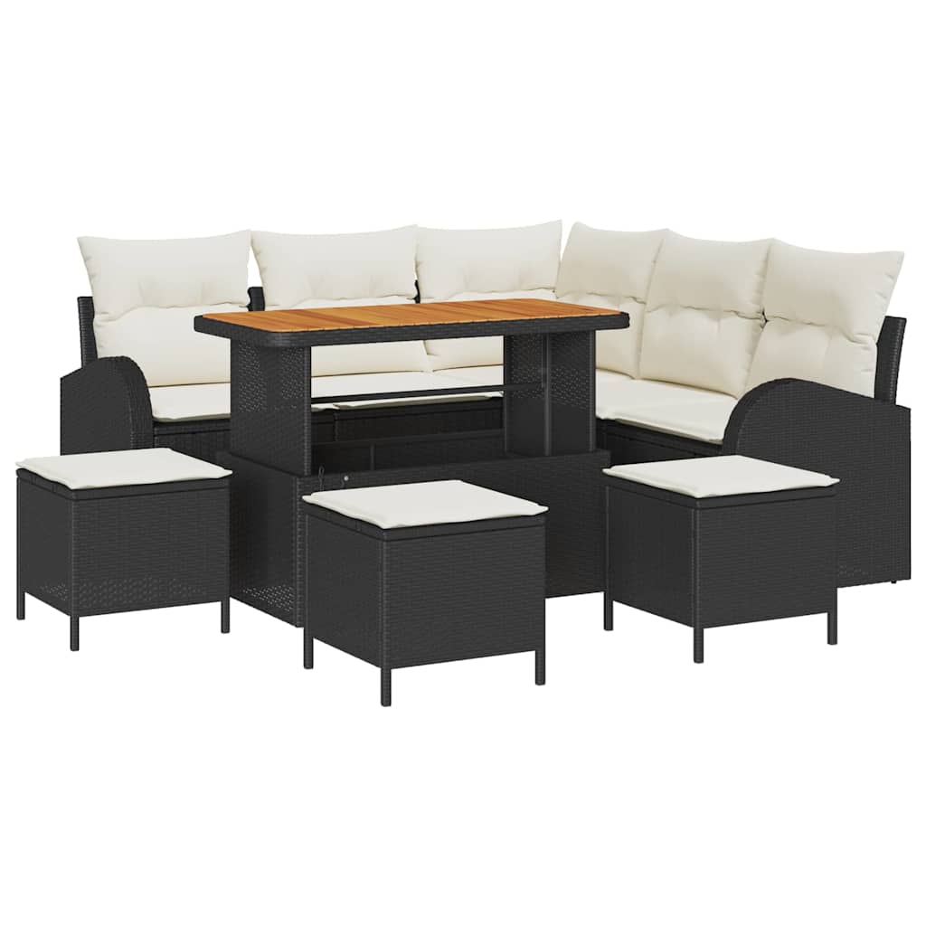vidaXL Σετ Καναπέ Κήπου 9 pcs Μαύρο και Κρέμα 110 x 55 x 71 εκ
