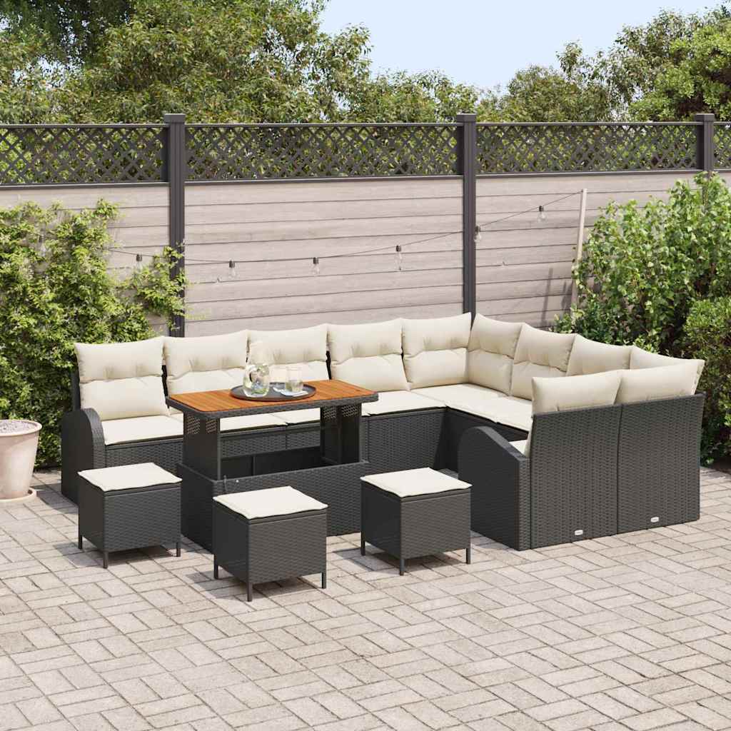 vidaXL Σετ Καναπέ Κήπου 13 pcs Μαύρο και Κρέμα 110 x 55 x 71 εκ