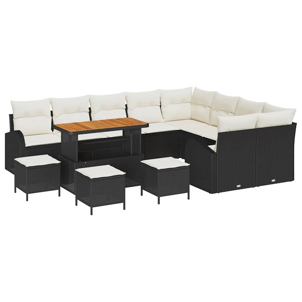 vidaXL Σετ Καναπέ Κήπου 13 pcs Μαύρο και Κρέμα 110 x 55 x 71 εκ