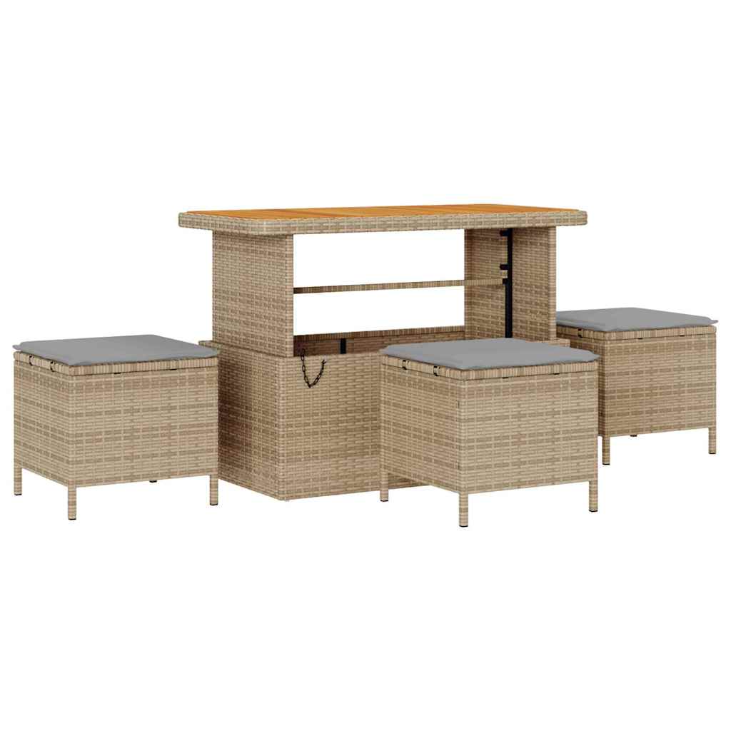 vidaXL Σετ Καναπέ Κήπου με μαξιλάρι 13 pcs Μπεζ Πολυ ράταν