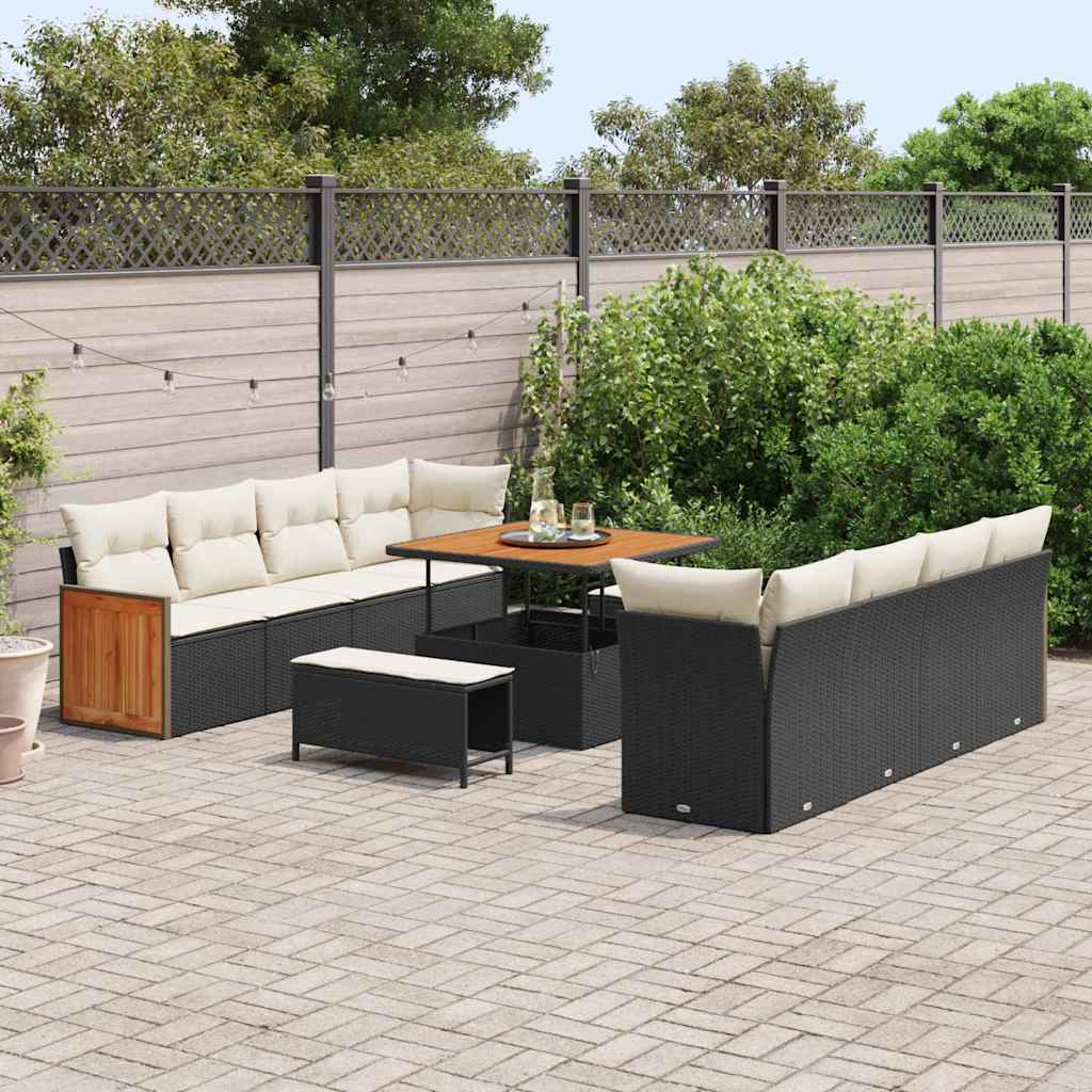 vidaXL Σετ Καναπέ Κήπου 11 pcs Μαύρο και Κρέμα 100 x 100 x 71 cm