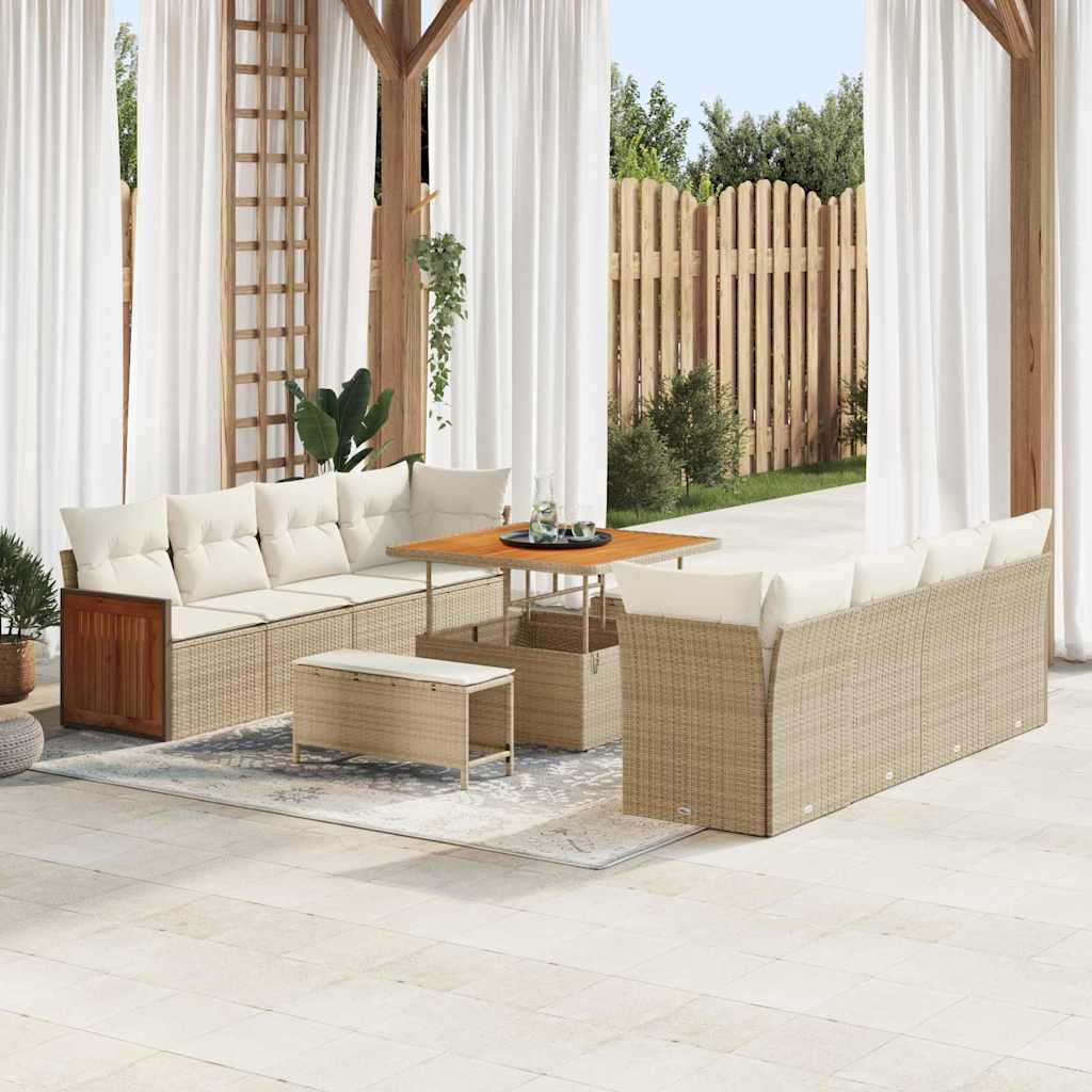 vidaXL Σετ Καναπέ Κήπου 11 pcs Μπεζ και Κρέμα 100 x 100 x 71 cm