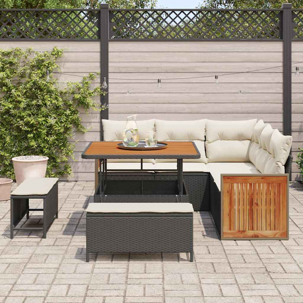 vidaXL Σετ Καναπέ Κήπου 8 pcs Μαύρο και Κρέμα 100 x 100 x 71 cm