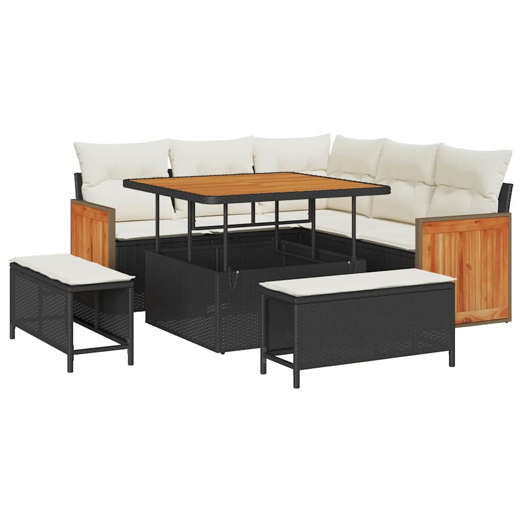 vidaXL Σετ Καναπέ Κήπου 8 pcs Μαύρο και Κρέμα 100 x 100 x 71 cm