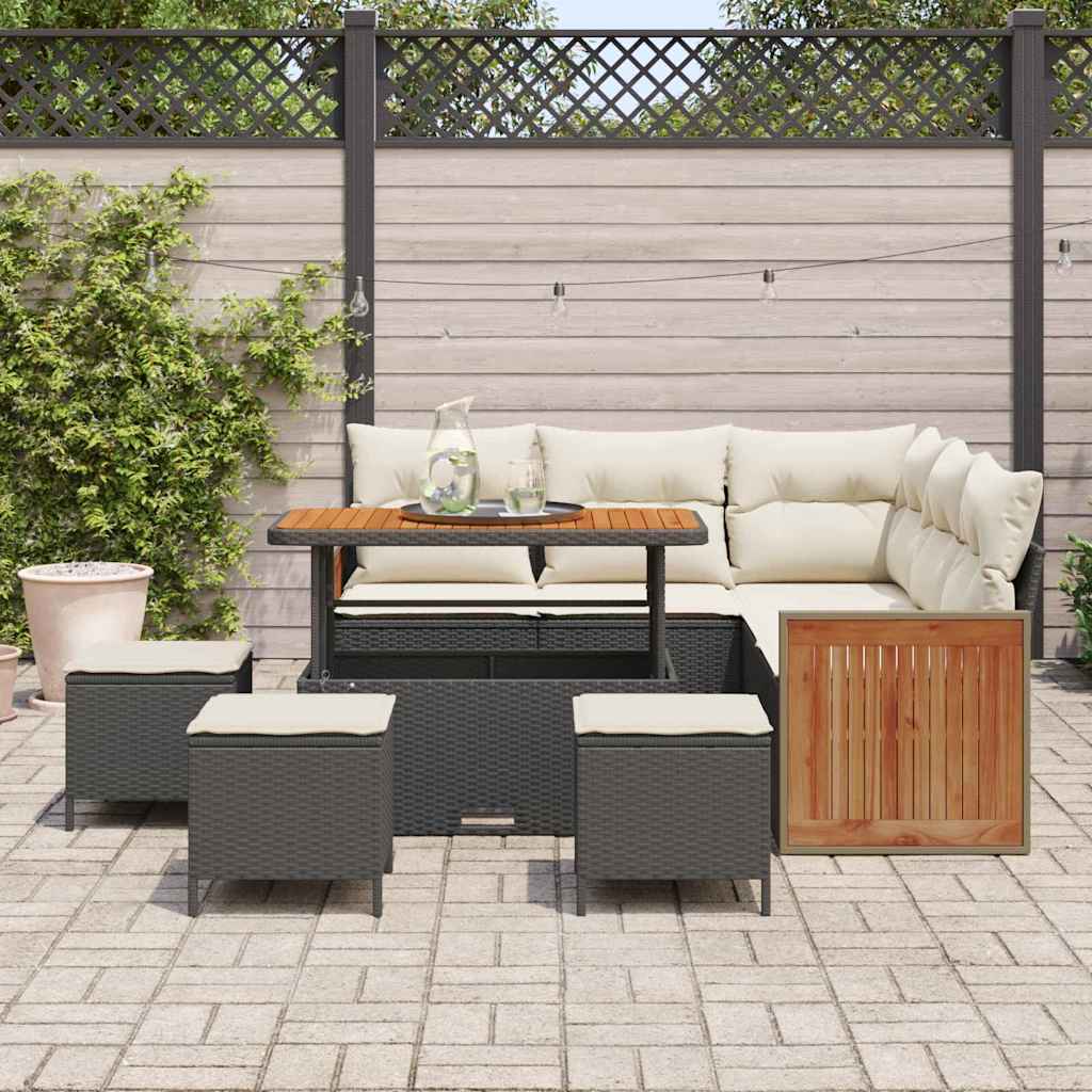 vidaXL Σετ Καναπέ Κήπου 8 pcs Μαύρο και Κρέμα 110 x 55 x 71 εκ