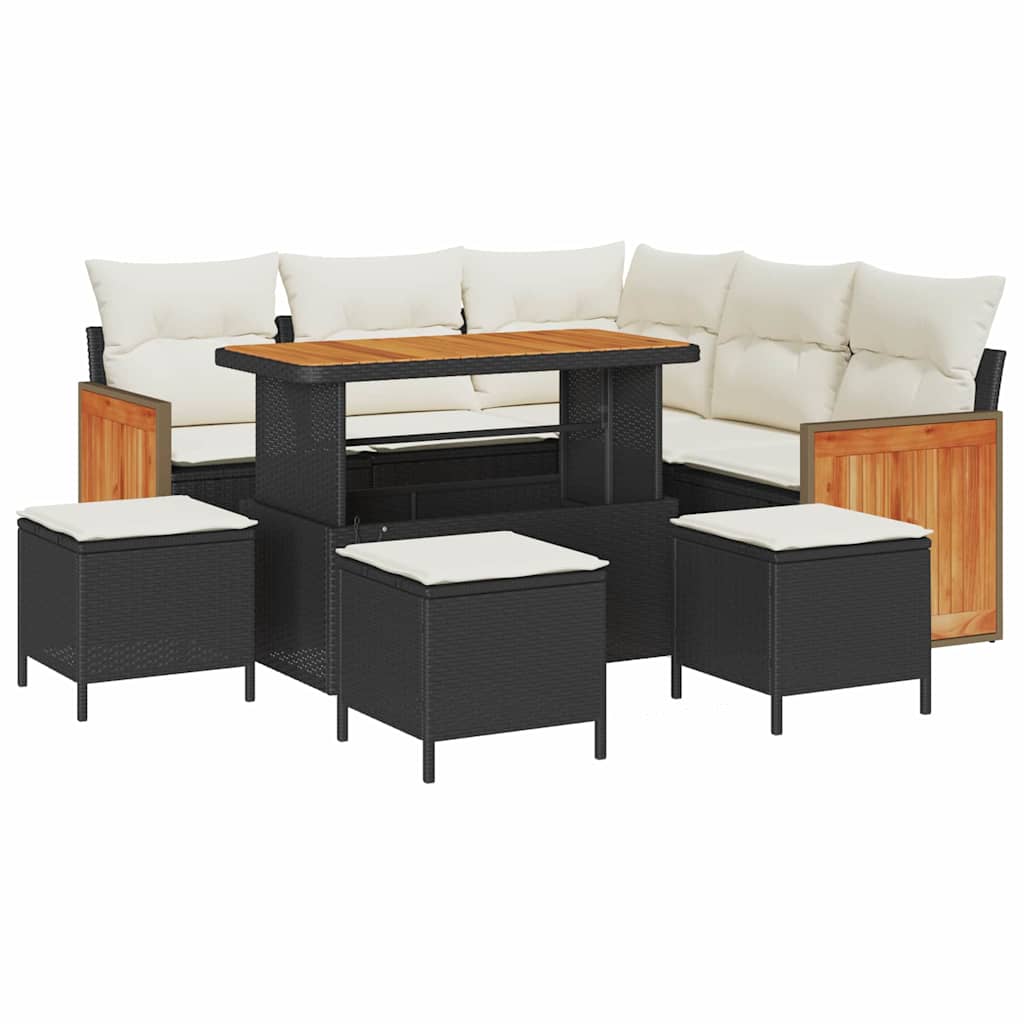 vidaXL Σετ Καναπέ Κήπου 8 pcs Μαύρο και Κρέμα 110 x 55 x 71 εκ