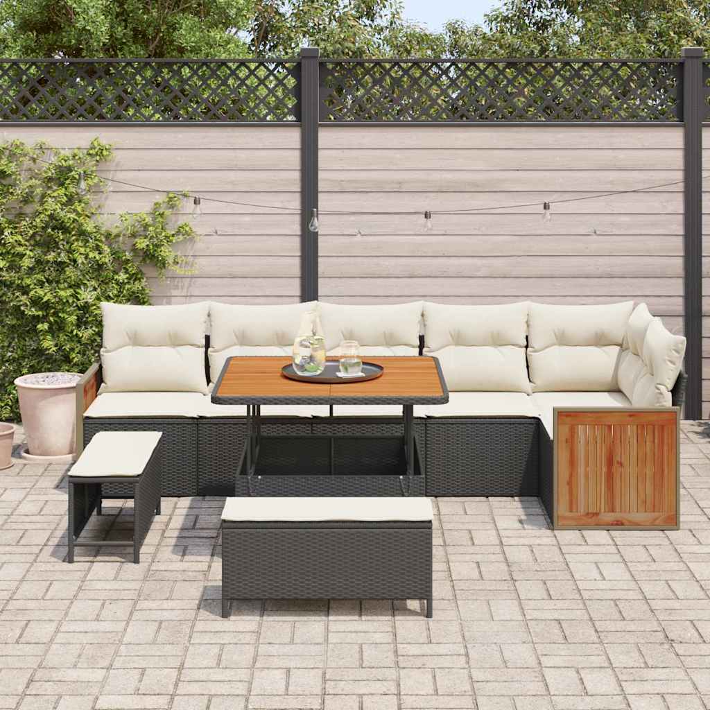 vidaXL Σετ Καναπέ Κήπου 9 pcs Μαύρο και Κρέμα 100 x 100 x 71 cm