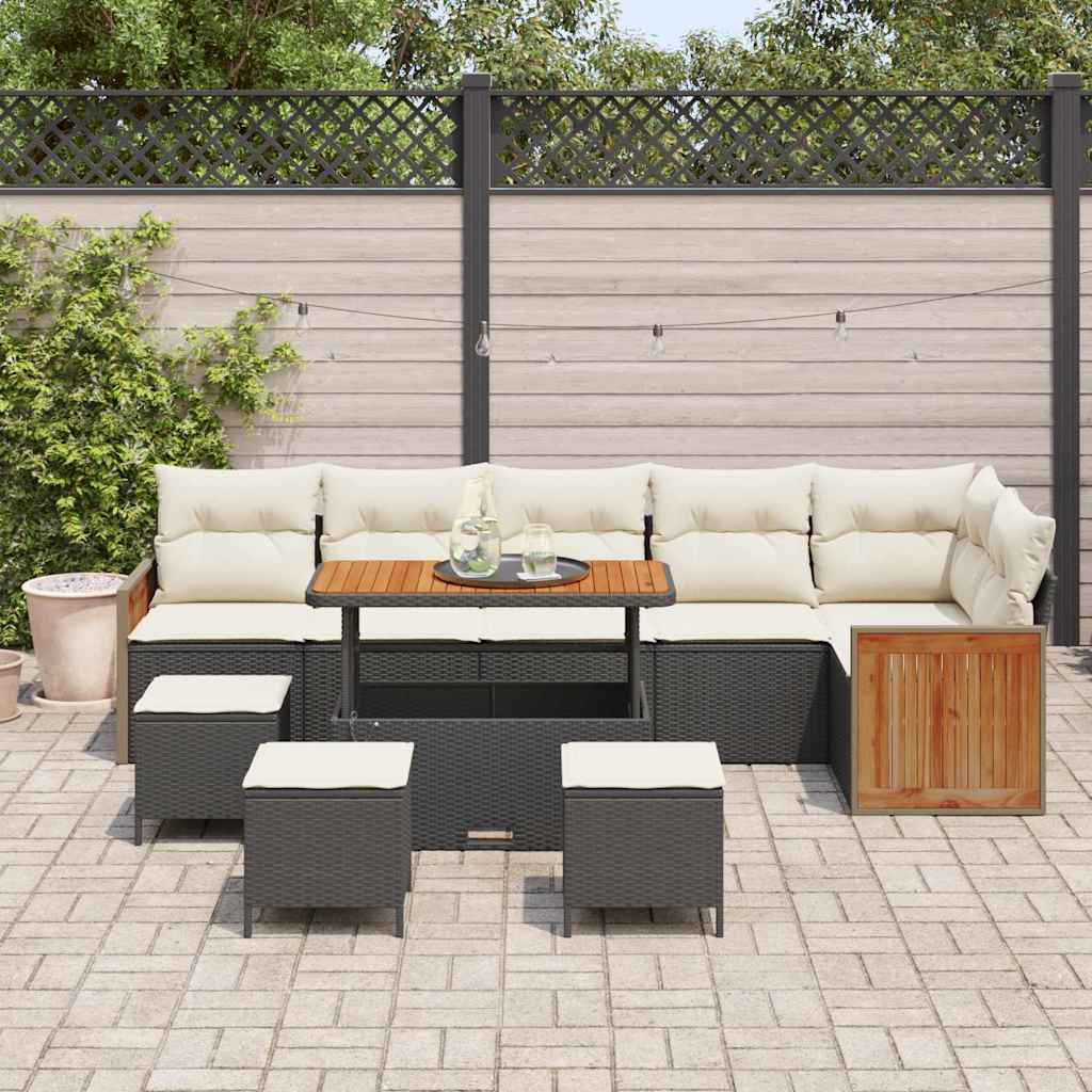 vidaXL Σετ Καναπέ Κήπου 10 pcs Μαύρο και Κρέμα 110 x 55 x 71 εκ