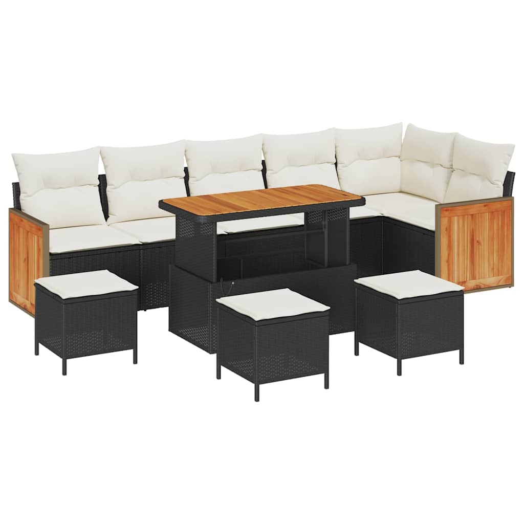 vidaXL Σετ Καναπέ Κήπου 10 pcs Μαύρο και Κρέμα 110 x 55 x 71 εκ