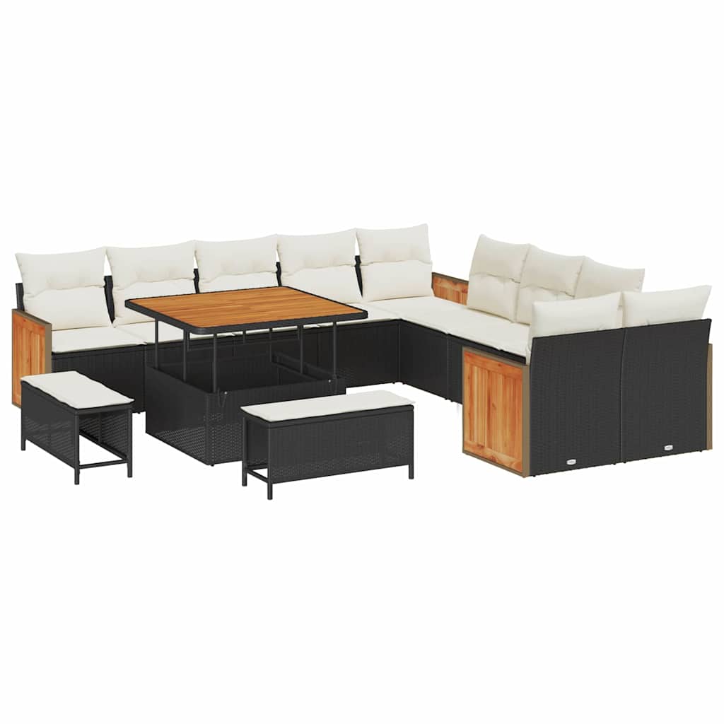 vidaXL Σετ Καναπέ Κήπου 13 pcs Μαύρο και Κρέμα 100 x 100 x 71 cm