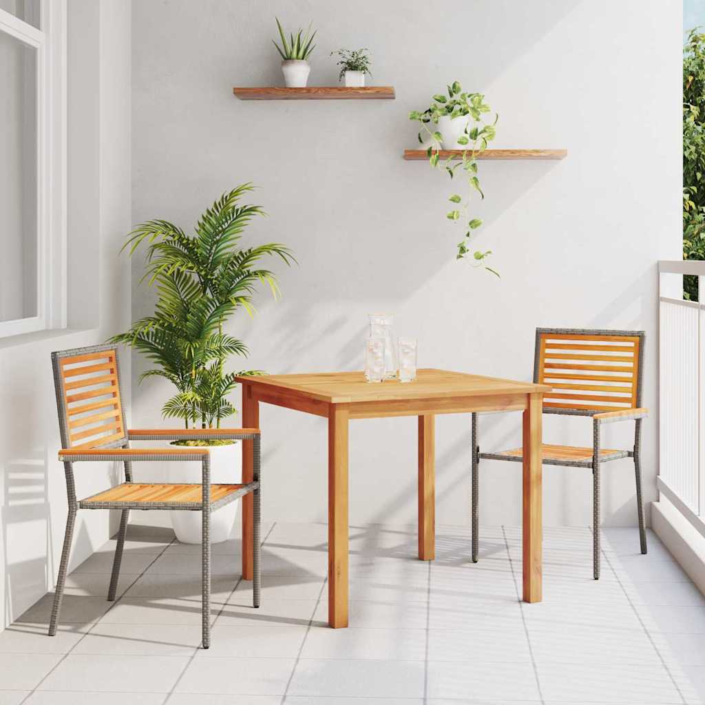 vidaXL Σέτ φαγητού για κήπο 3 pcs Γκρι Πολυ ράταν
