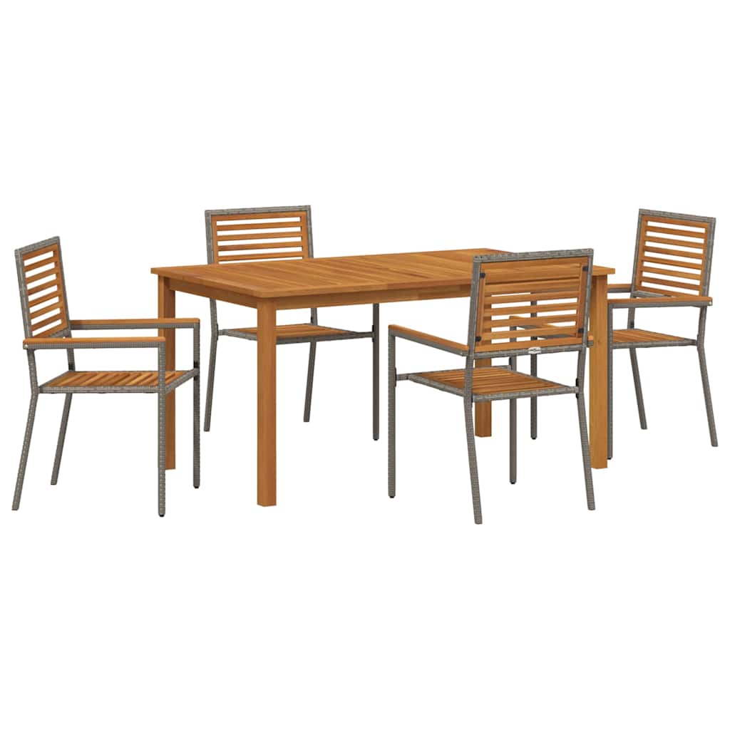 vidaXL Σέτ φαγητού για κήπο 5 pcs Γκρι Πολυ ράταν