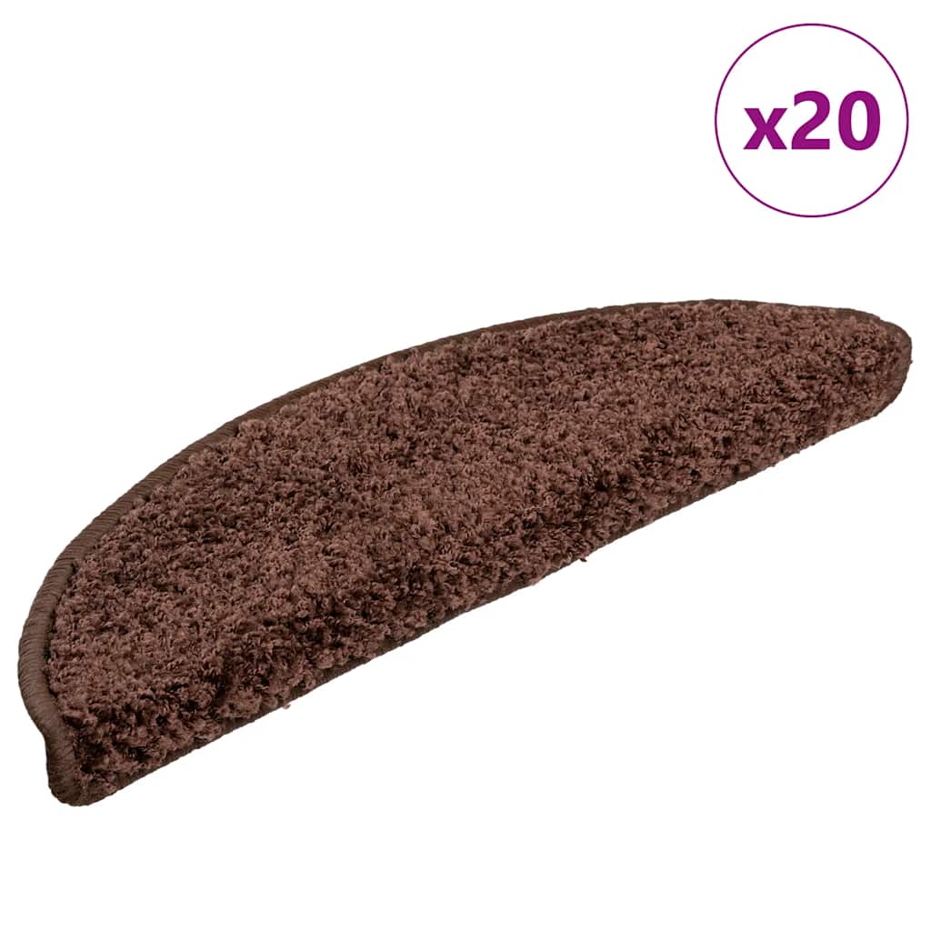 vidaXL Πατάκια Σκαλιών 20 τεμ. Καφέ Ημίκυκλα 56x17x3 εκ.