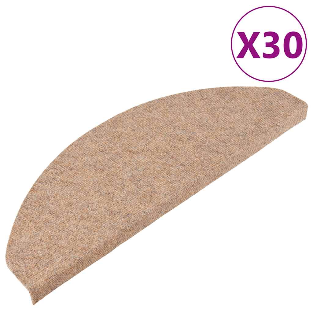 vidaXL Πατάκια Σκάλας Αυτοκόλλητα 30 τεμ. Μπεζ 65 x 22,5 x 3,5 εκ.