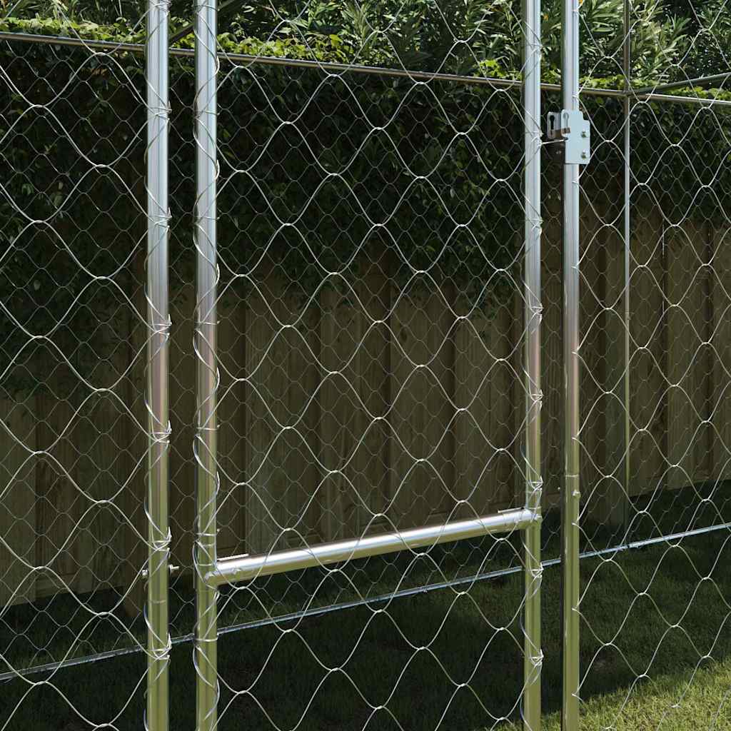 vidaXL Κλουβί Σκυλιού με Στέγη Ασημί 800 x 200 x 256 εκ.