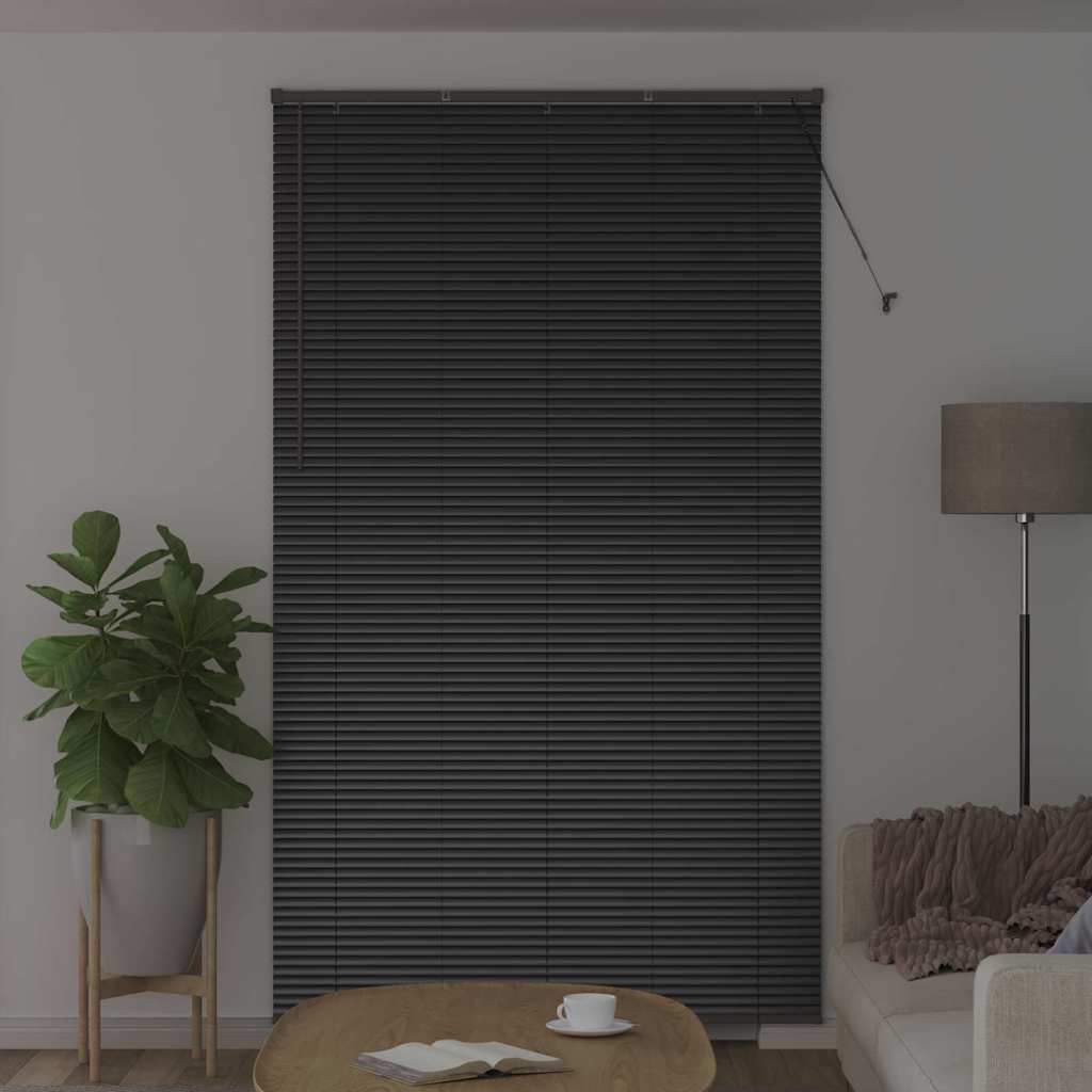 vidaXL Βενετσιάνικη Σκίαση Μαύρο 220 x 125 εκ 25 χιλ. Αλουμίνιο